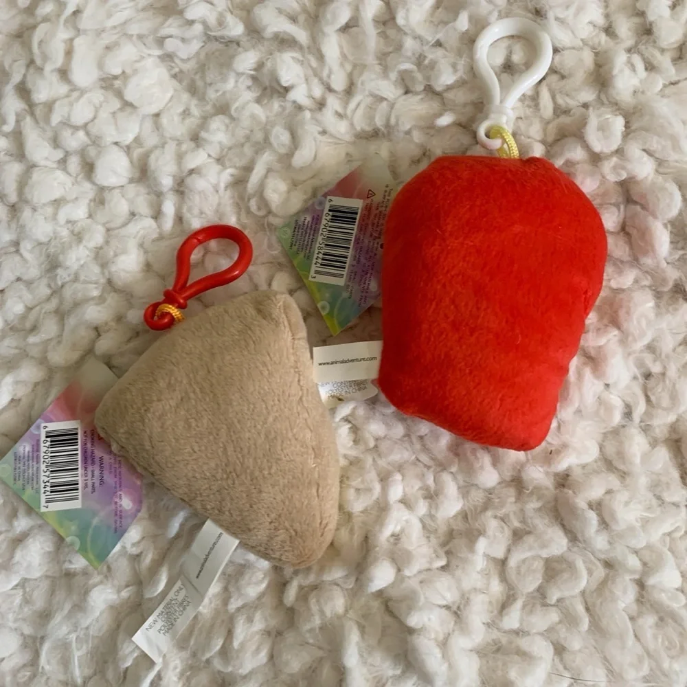Glitzy Clips New Pizza 🍕 and Fries 🍟 Plush Key Chain Purse Charm Set Red Yellow